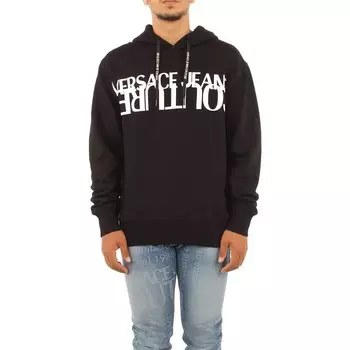 Versace Jeans Couture Мужская черно-белая толстовка с капюшоном с логотипом, белый