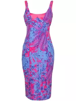 Versace Jeans Couture облегающее платье миди Animalier, синий