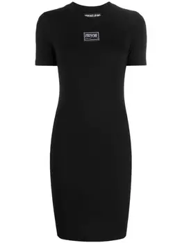 Versace Jeans Couture платье-футболка с нашивкой-логотипом, черный