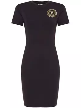 Versace Jeans Couture платье-футболка с V-образной эмблемой, черный