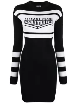 Versace Jeans Couture платье из джерси с логотипом, черный