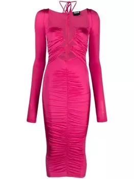 Versace Jeans Couture платье миди с вырезами и шнуровкой, розовый