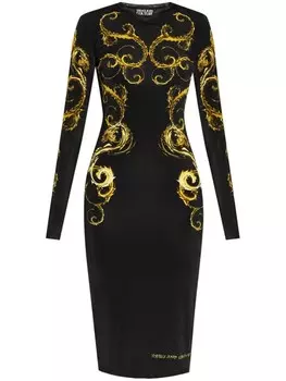 Versace Jeans Couture платье миди с принтом «Акварель кутюр», черный