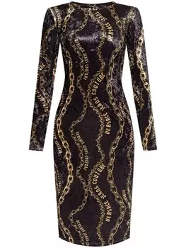 Versace Jeans Couture платье миди с принтом Chain Couture, черный