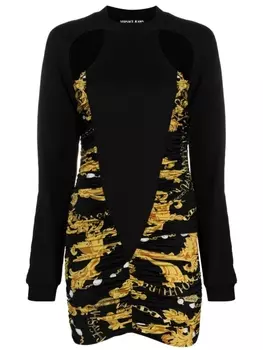 Versace Jeans Couture платье мини со сборками и логотипом, черный