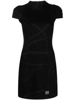 Versace Jeans Couture платье с короткими рукавами и логотипом, черный