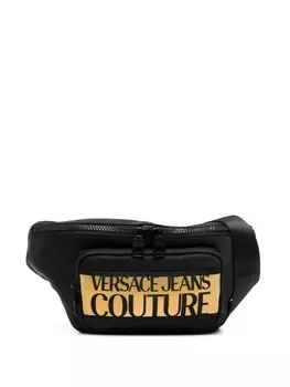 Versace Jeans Couture поясная сумка на молнии с логотипом, черный