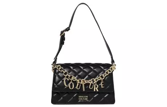 VERSACE JEANS COUTURE Портативная женская сумка на одно плечо из полиэстера, черная