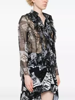 Versace Jeans Couture прозрачная рубашка с журнальным принтом, серый