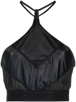 Versace Jeans Couture прозрачный топ со вставками, черный