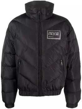 Versace Jeans Couture пуховик с логотипом, черный