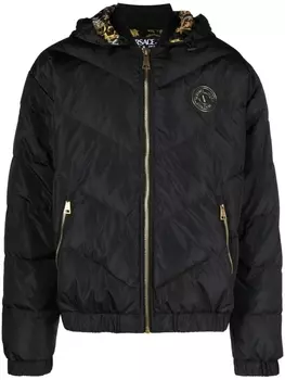 Versace Jeans Couture пуховик с нашивкой-логотипом, черный