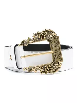 Versace Jeans Couture ремень с гравированным логотипом, белый