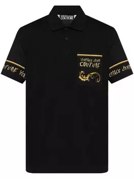 Versace Jeans Couture рубашка поло с логотипом, черный