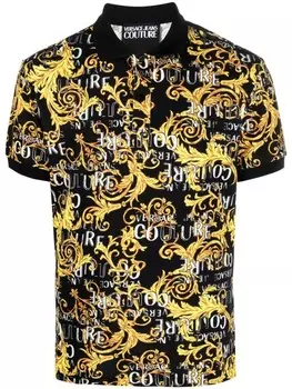Versace Jeans Couture рубашка поло с принтом Baroque, черный