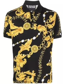 Versace Jeans Couture рубашка поло с узором Baroque, черный