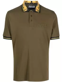 Versace Jeans Couture рубашка поло с узором Baroque, зеленый