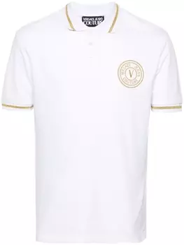 Versace Jeans Couture рубашка поло с вышитым логотипом, белый