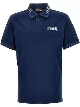 Versace Jeans Couture рубашка поло с вышитым логотипом, синий