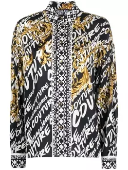 Versace Jeans Couture рубашка с длинными рукавами и логотипом, черный