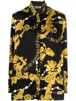 Versace Jeans Couture рубашка с длинными рукавами и принтом Chain Couture, черный