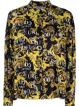 Versace Jeans Couture рубашка с логотипом и узором Baroque, черный