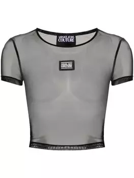 Versace Jeans Couture сетчатая футболка с логотипом Piece Number, черный