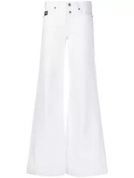 Versace Jeans Couture широкие джинсы с нашивкой-логотипом, белый
