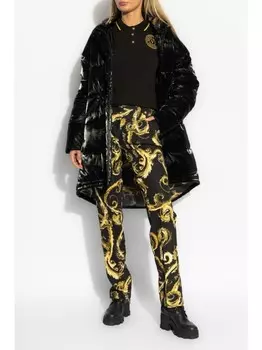 Versace Jeans Couture стеганое пальто с капюшоном, черный