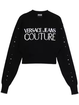 Versace Jeans Couture свитер с искусственным жемчугом, черный