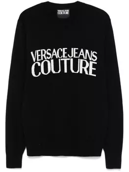 Versace Jeans Couture свитер с логотипом и интарсией, черный