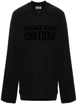 Versace Jeans Couture толстовка с логотипом в виде флока, черный