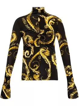 Versace Jeans Couture топ Barocco с воротником-стойкой и сборками, черный