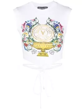 Versace Jeans Couture топ с логотипом, белый