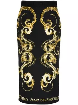 Versace Jeans Couture юбка миди с принтом Watercolour Couture, черный