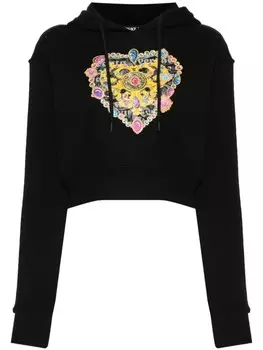 Versace Jeans Couture укороченное худи с логотипом, черный