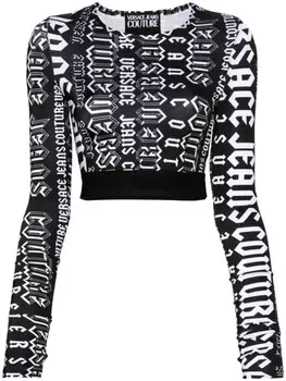 Versace Jeans Couture укороченный топ Logomania, черный