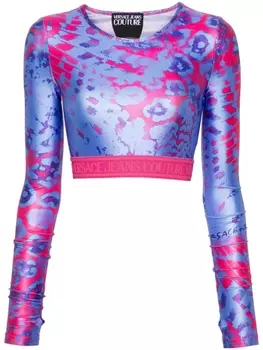 Versace Jeans Couture укороченный топ с абстрактным принтом, розовый