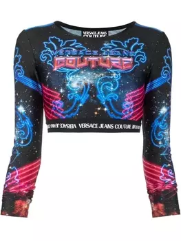 Versace Jeans Couture укороченный топ с логотипом, синий