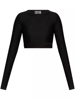 Versace Jeans Couture укороченный топ с логотипом, черный