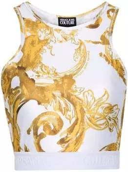 Versace Jeans Couture укороченный топ Wtercolour Couture, белый
