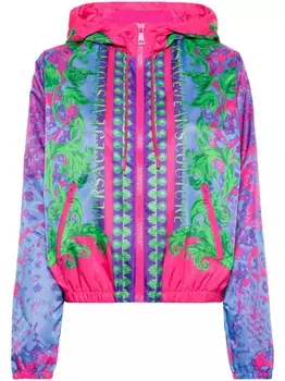 Versace Jeans Couture ветровка с капюшоном и принтом Animalier, синий