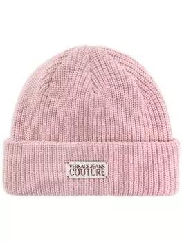 Versace Jeans Couture вязаная шапка с логотипом, розовый
