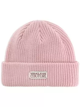 Versace Jeans Couture вязаная шапка с логотипом, розовый