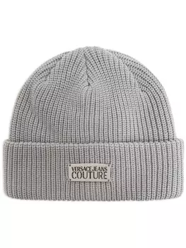 Versace Jeans Couture вязаная шапка с логотипом, серый