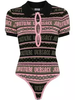 Versace Jeans Couture жаккардовое боди в полоску, черный