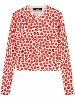 Versace кардиган с цветочным принтом, белый