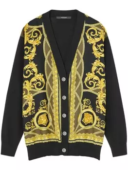 Versace кардиган с принтом Barocco, черный