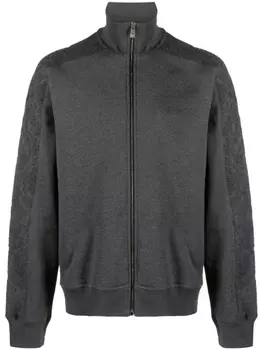 Versace кардиган с вышитым логотипом и узором Barocco, серый