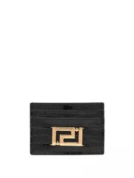 Versace картхолдер Greca Goddess с тиснением под крокодила, черный